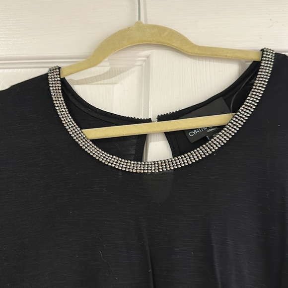 Cynthia Rowley Women size 1X  Black Jeweled Top/ tunic - Picture 5 of 10